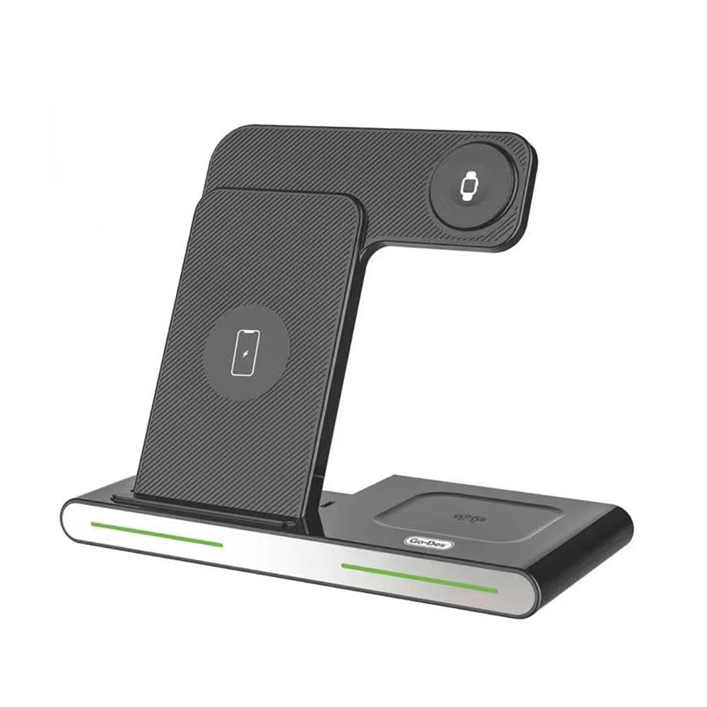 Go-Des GD-WL386 3 in 1 Magsafe 15W Hızlı Şarj Özellikli Magnetik Kablosuz Şarj Standı - 1 Go-Des GD-WL386 3 in 1 Magsafe 15W Hızlı Şarj Özellikli Magnetik Kablosuz Şarj Standı - 1